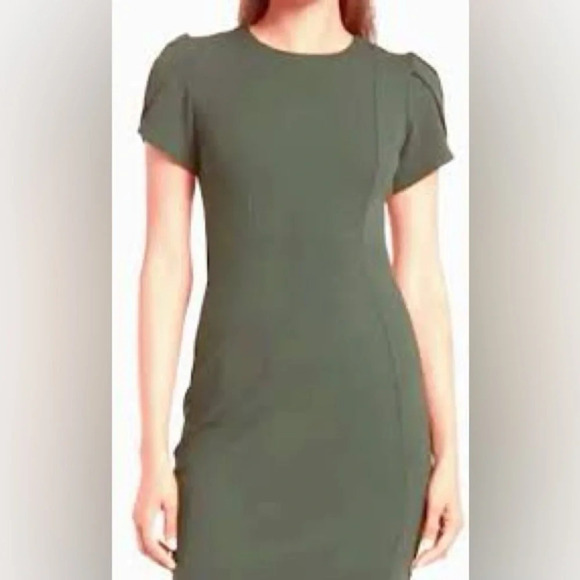 Zara Basic Bodycon Mini Dress in Olive Green Sz S - Picture 1 of 5